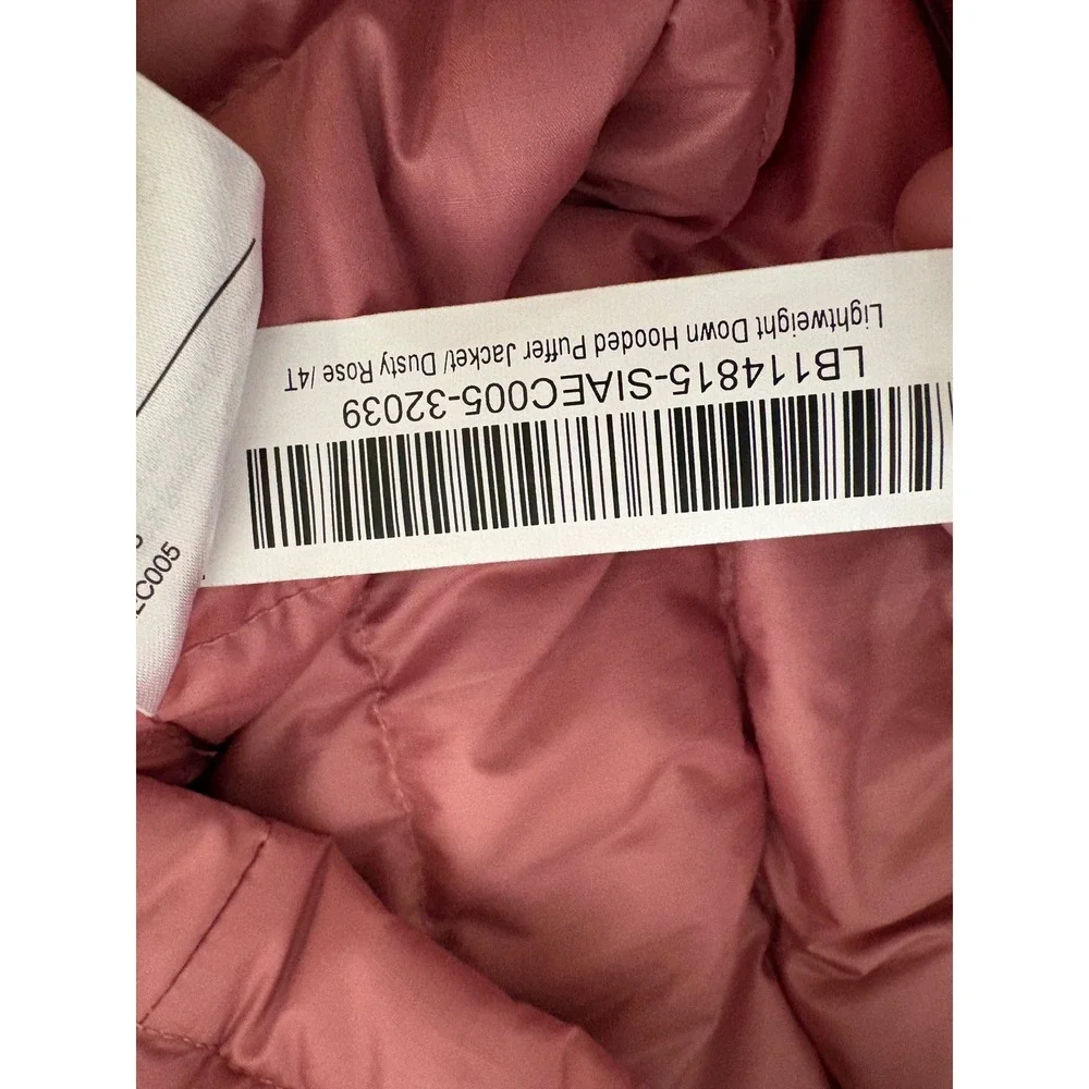 Quince Kids Dusty Rose Lightweight Down Hooded Puffer Jacket 4T NWT